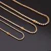 Hiphop Gold Silver 3mm 4mm 5mm 6mm Kubik Zirkon Män Tennis Kedja Halsband 1 Row Smycken Drop Shipping