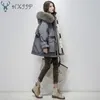 HXJJP Grand Naturel Fourrure De Renard À Capuche Veste D'hiver Femmes 90% Duvet De Canard Blanc Épais Parkas Chaud Sash Tie Up Manteau De Neige 201029