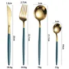 24Pcs/Set Mirror Cutlery SetS Kitchen Dinnerware 6 Color Stainless Steel Tableware Knife Fork Spoon Dinner Set Restaurant LLS179-WLL