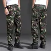 Primavera marca homens moda calças de carga militar multi-bolsos baggy homens calças casuais calças macacões camuflagem calça homem algodão 201110