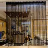 Svart String Chain Curtain Glänsande Tassel Line Gardiner Fönsterdörr Divider Drape Living Room Decor Valance Home Decoration1