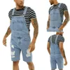 Jeans masculinos Moda rasgada para homens jumpsuit jeans plus size geral streetwear calça suspensora macacos com bolsos a401