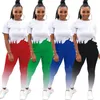 Kadınlar Artı Boyutu Güz Casual Giyim 2 Parça Setleri Spor Suit T Gömlek Pantolon S-3XL Eşofman Tayt Bigger Boyutu Kazak Capris 4466