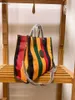 Stripe Rainbow Large Bucket Bag Sac à provisions sac à bandoulière rayé pour femmes le dernier motif de mode combiné avec une impression classique