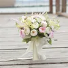 21 cm de casamento artificial de buquê Floral Bridal Rose Magnolia Daisy Pompom Decor Table Home Gift1