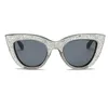 Hoge Kwaliteit Cat Eye Vintage Merk Designer Crystal Sunglasses Vrouwen Bling Rhinestone Bril Rave Festival Party Eyewear