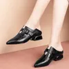 Hot Sale-Marlisasa Women Classic Black Pu Leather Pointed Toe Slip on High Heel Shoes Lady Casual Sweet Short Autumn Shoes Zapatos F6037