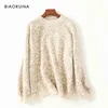 BIAORUINA Femmes Mode Léopard Tricot Pull O-Cou Femme Casual Garder Au Chaud Pull Surdimensionné Dames Doux Pull Épais 201128