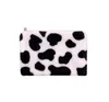 DHL100PCS Kvinnor Plush Cow Prints Square Zipper Min Coin Purses