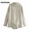 Aachoee Winter Streetwear Fur Faux Casaco de Couro Mulheres Moda Espessa Casaco Quente Feminino Zipper Up Sashes Casacos Casacos 201017