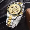 CHENXI Automatic Movement Wristwatches Hollow Out Dial 001 Stainless Steel Coloured Bezel High Quality Folding Buckle Analog Dial Face