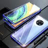 Étuis de protection d'écran en verre trempé pour Huawei Mate 30 Pro, Coque avec bords métalliques magnétiques, Film de couverture en verre pour Huawei Mate 30