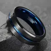 TIGRADE 6/8/10mm BlueBlack Masculino Tungsten Carbide Ring Blue Line Design Para Mulheres Anéis de Noivado de Casamento Fashion Tamanho 6 -17 220216