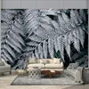 Papel de parede personalizado 3d preto e branco planta de samambaia deixa mural sala de estar tv sofá quarto fundo parede decoração de casa fresco