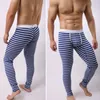 Männer Nachtwäsche Mode Marke Kreuz Streifen Baumwolle Mann Sexy Pouch Lounge Hosen Homosexuell Thermal Schlaf Pyjama Leggings 2021 Größe S M L1