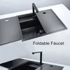 Verborgen Keuken Gootstenen met Gevouwen Kraan Keukengootsteen Rvs Dubbele Kom boven Bar Counter Undermount Was Sink