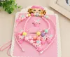 Enfants perle ensemble de bijoux anneau bracelet pendentif collier épingle à cheveux bandeau bandeau dessin animé mignon perlé cheveux accessoires cadeau d'anniversaire rose