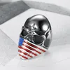 Stainless steel American Flag federation Red Blue United States US Confederate Men's Punk Biker Skull Rings Jewelry