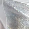 Tyg glitter laser polyester iriserande folie bronzing stickad för bröllopbackdropdecorblackwhitebluepinby mätaren2549753