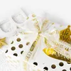 Frohe Weihnachten-Band, weiß, schaumvergoldet, 20 mm breit, Polyesterband, gepunktet, Geschenkbox-Verpackung, Großhandel, 23 cm, 25 Yards/Rolle für Geschenkverpackungen
