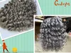 Sel et poivre naturel queue de cheval gris humain véritable extension crochet tresses bouclés cordon queue de cheval morceau de cheveux femmes cheveux topper couvre-chef