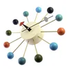 Enkel färgglad boll modern klockkonst simulering sport dekorativ godis vägg klocka blandad färg metall fast trä boll1