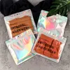 100Pcs/lot Aluminum Foil Hologram Underwear Bag 18x16cm Flat Waterproof Under Cloth Storage Bag with Hang Hole