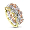 Ainuoshi Fashion 925 Sterling Silver Half Förlovningsring Simulerat Diamond Wedding Silver 3 Pieces Rings Smycken Y200107