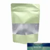 Sacs d'emballage en aluminium vert imprimé, 50 pièces/lot, avec fenêtre transparente, sacs d'emballage à fermeture éclair, sacs de stockage de poudre de bonbons et de café