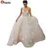 NEW! 2022 Sparkly Sequined Strapless Long Wedding Dress For Women Sweetheart Neck Sleeveless A Line Floor Length Bride Wedding Gowns