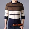 Modemerk trui mannen pullover o-neck slank fit jumpers gebreide wollen gestreepte winter Koreaanse stijl casual mannen kleding 201224