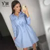 Yuoomuoo vintage bolsos design camisa feminina vestido outono inverno cordão uma linha midi elegante senhoras escritório es 220215