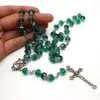 6*8mm Fashion Green Crystal Rosary Halsbands gåvor för kristna katolska helgon Kristen smycken Tillbehör GIFT9152575