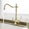 Quyanre Gold Kitchen Faucets Mixer Dricksvattenfiltrerat kökskran 360 Rotation Mixer Tap Purification Kitchen Crane Tap T200810