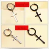 Cross Earrings Silver Black Rvs Jesus Crosses Hoop Oorbellen Clip op Ear Manchet Dangle voor Dames MAN HIP HOP Mode-sieraden SE