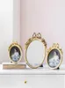 Retro Resin Golden Po Frame Mirror Bow Modern Home Decoration Background Wall Accessories Picture Girl Room Furnishing 201211