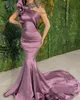 Fabuleuse sirène perlée robes de bal col haut grande taille cristaux robes de soirée balayage Train Satin robe formelle 5777130