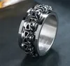 Rotação de crânio Anel de aço inoxidável Hip Hop Homens Anéis Fabricantes podem personalizar jóias por atacado
