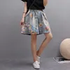 Taille haute Vintage Ripped Denim Shorts Femmes Été Plus Taille Casual Lâche Imprimé Floral Coton Jeans Femme Jambe Large Pantalon Court T200701