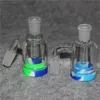 Shisha-Aschefänger mit Silikonglasbehälter 90 45 Grad 14 mm 18 mm Aschefänger-Bubbler für Glasbong-Ölplattformen