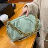 Trendy Lady Solid Color Cloud Sac à main Weave Plaid Luxe Acrylique Chaîne Sacs à aisselles Simple Clip Boucle Dumpling Sac sous-axillaire Q1208