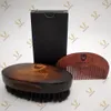 MOQ 100 SETS Anpassade logotypskägg Retro Brush och Amoora Wood Comb med anpassade svarta presentförpackningar Mens Groomming Tools