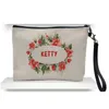 Sublimation Linen Makeup Bag Party Favor Favor DIY Blank Coin Purse Pencil Bags Heat Transfer Coating Storage Pouch Christmas Gift HH0081SY