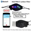 LED -lysande mask Bluetooth programmerbar glödande mask med PM2 5 filter mobiltelefon app redigera mönster julklapp286a