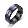 Zwart email lint roestvrijstalen ringband dames heren ringen mode sieraden cadeau wil en sandy drop -schip