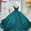 NEU! NEU!!! 3D Blumen Ballkleid Quinceanera Kleider blaugrün Prom Abschlussball Kleider Schnürkorsett Prinzessin Sweet 15 16 Kleid Vestidos XWY01