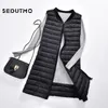 SEDUTMO Winter Plus Size 3XL Women Down Jackets Vest Long Ultra Light Duck Down Coat Autumn Puffer Waistcoat Slim Parkas ED506 201214