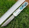 Abalone damascus tanto blade double action automatic auto tactical camping knife hunting fodling knives POCKET TOOL xmas gift knife