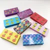 25mm minkfransar Tomt Lash Packing Box Custom Logo Glitter Dramatic Eyelashes Case Cute Fruit Packing Box