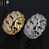Classic CZ Cuban Prong Ring Gold Silver Color Iced Out Zircon Charm Ring For Men Women Jewelry Size 8-10